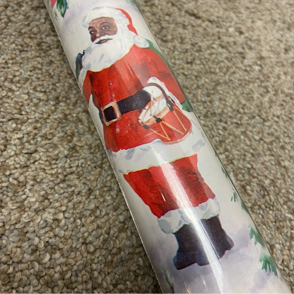 Vintage African‎ American Santa Claus Wrapping Paper 40sq ft, unopened.